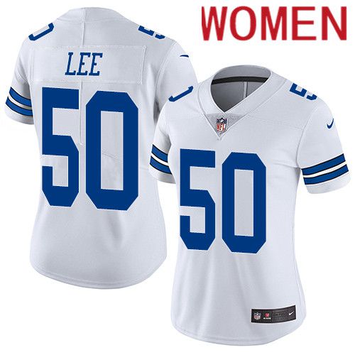 Women Dallas Cowboys #50 Sean Lee Nike White Rush Vapor Limited NFL Jersey->women nfl jersey->Women Jersey